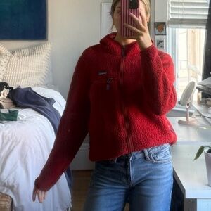 Patagonia Red Hooded Fleece Jacket